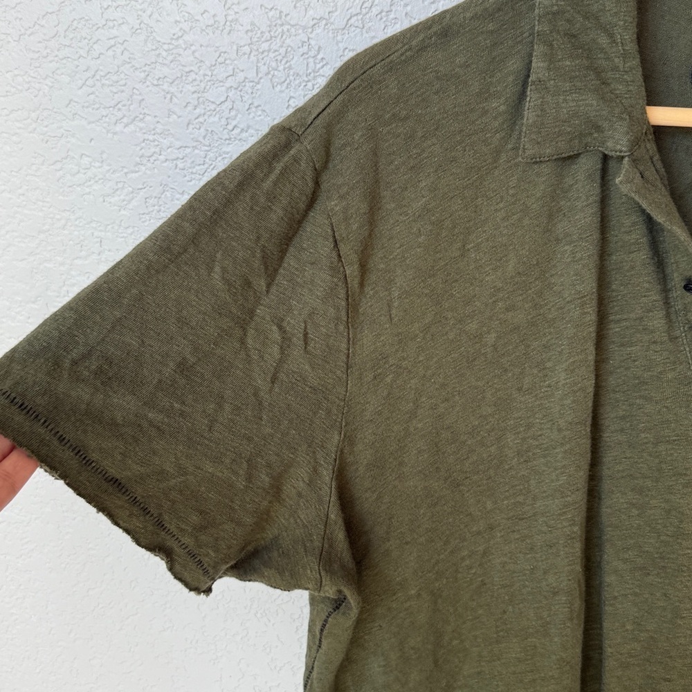 Rag & Bone Polo Collared Shirt Olive Green size Large - Picture 2 of 11
